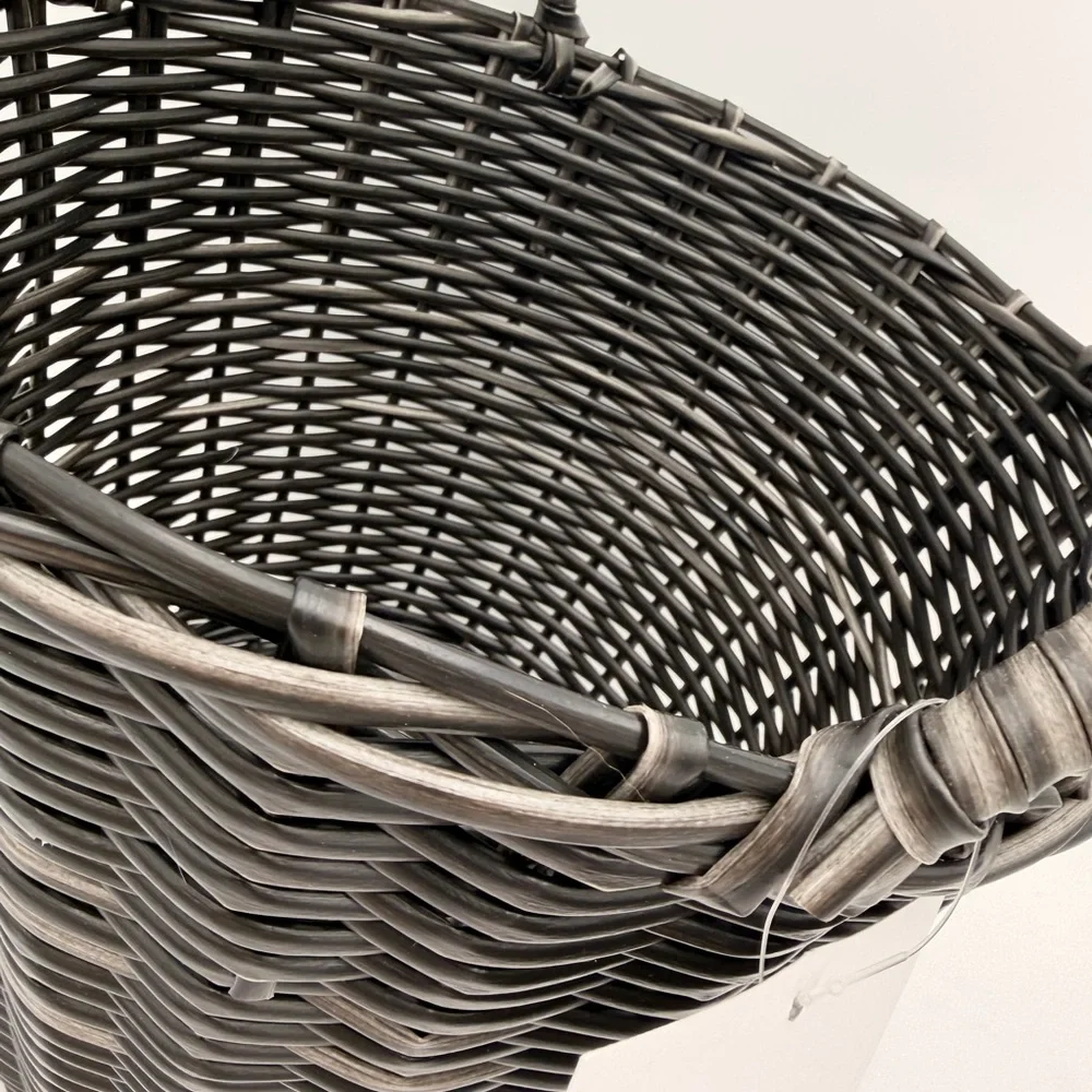 Black Woven Decorative Storage Basket with Handles